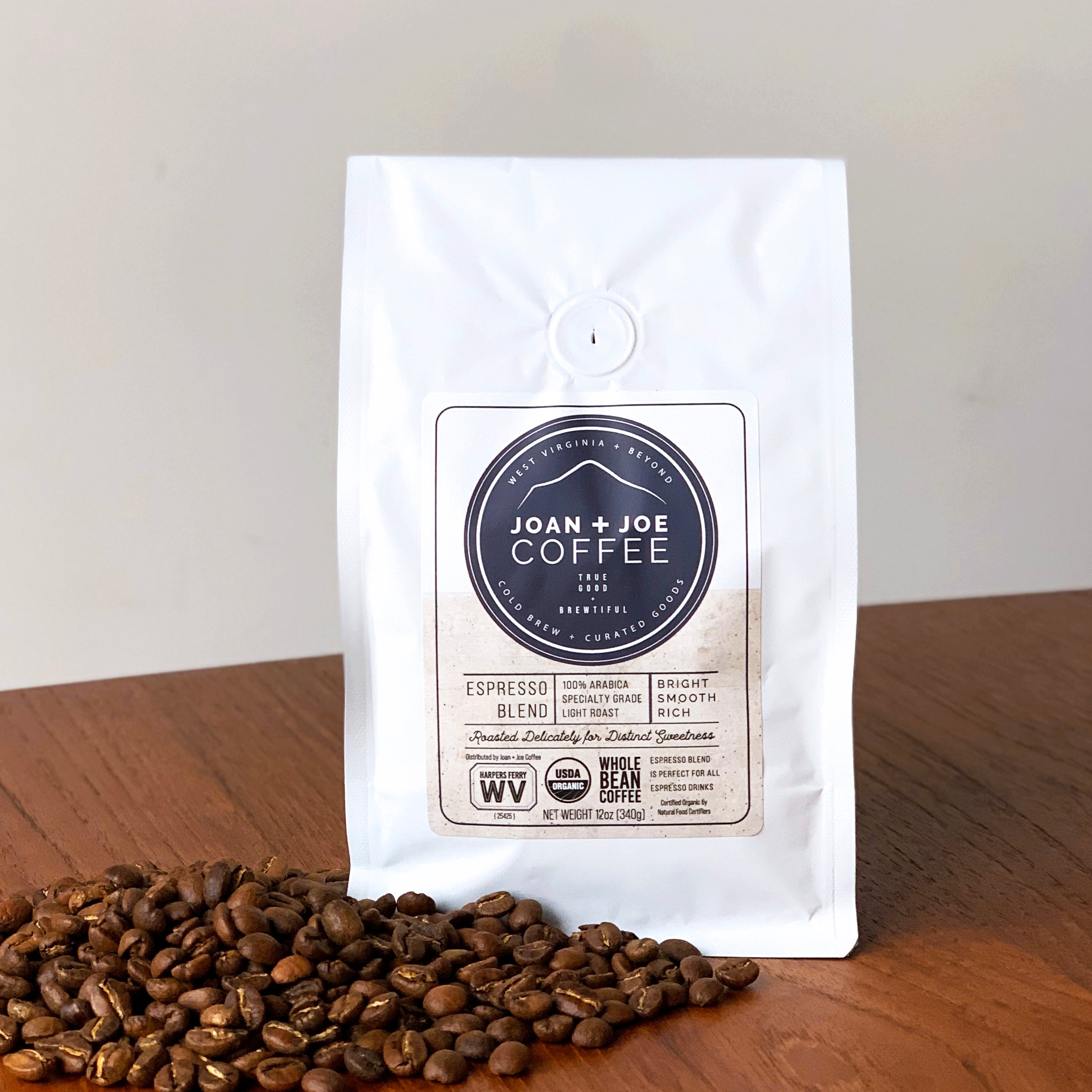 Espresso Blend Light Roast Organic Whole Coffee Beans 12oz